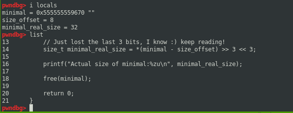 GDB List code