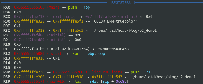 GDB Register information