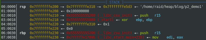 GDB Stack and Backtrace information
