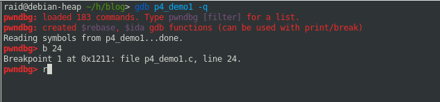 GDB init and break to L#24