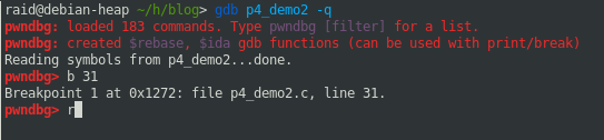 GDB init and break to L#31